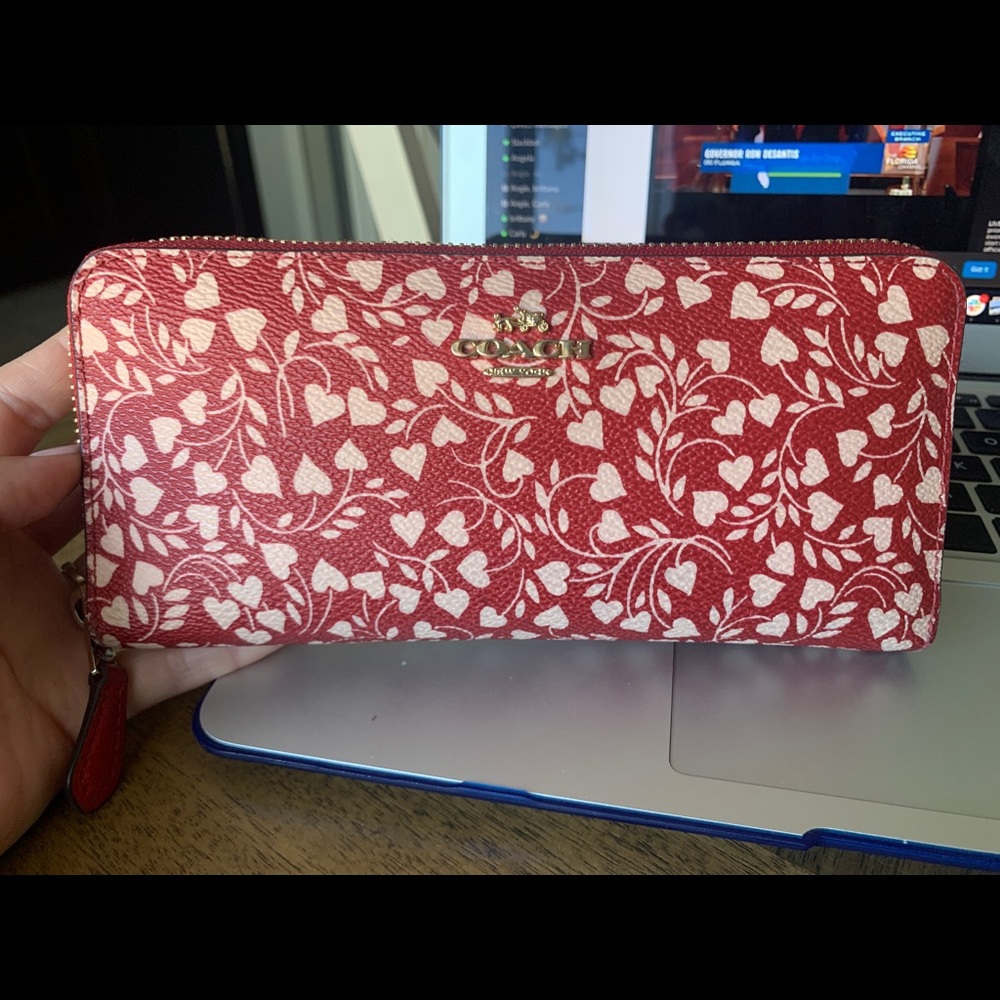 Red Coach Zip Wallet